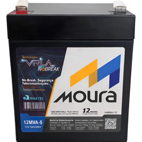 Bateria selada moura VRLA 12V / 5AH (cod.69) - A Casa do Nobreak